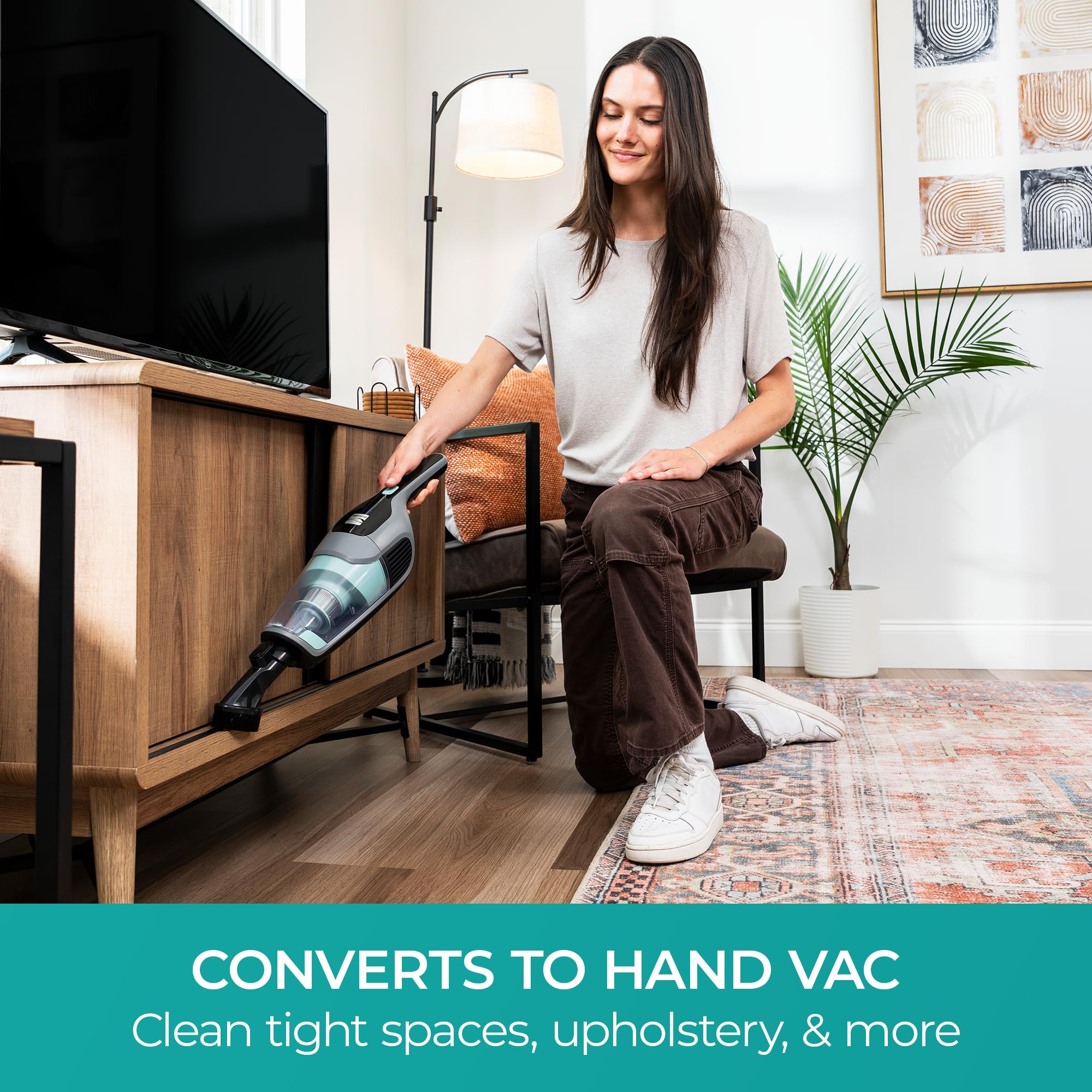 Kenmore 200 Series DS2010 Cordless Stick Vacuum Lightweight Cleaner 2-Speed Power Suction LED Headlight 2-in-1 Handheld for Hardwood Floor, Carpet & Pet Hair - Image 3