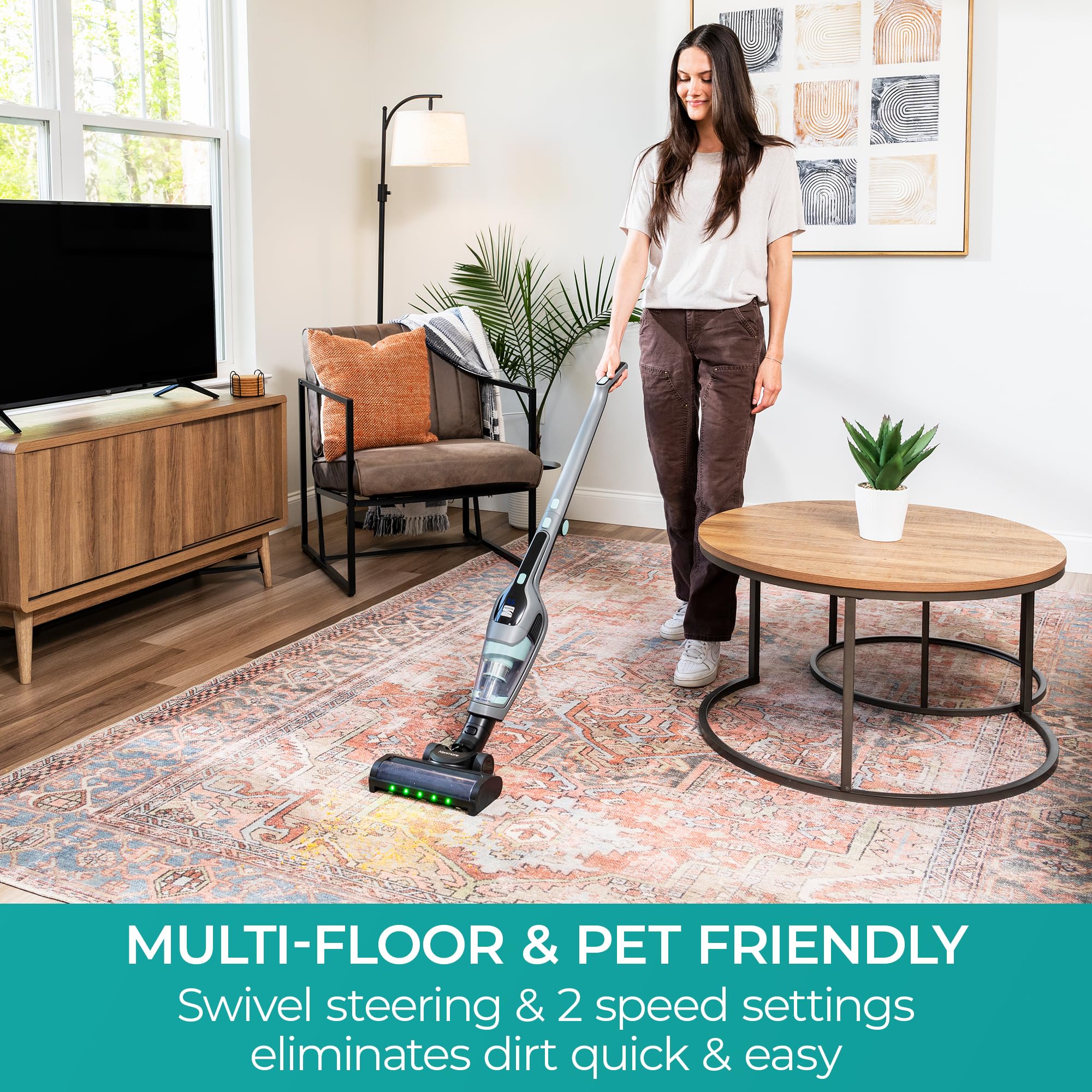 Kenmore 200 Series DS2010 Cordless Stick Vacuum Lightweight Cleaner 2-Speed Power Suction LED Headlight 2-in-1 Handheld for Hardwood Floor, Carpet & Pet Hair - Image 4