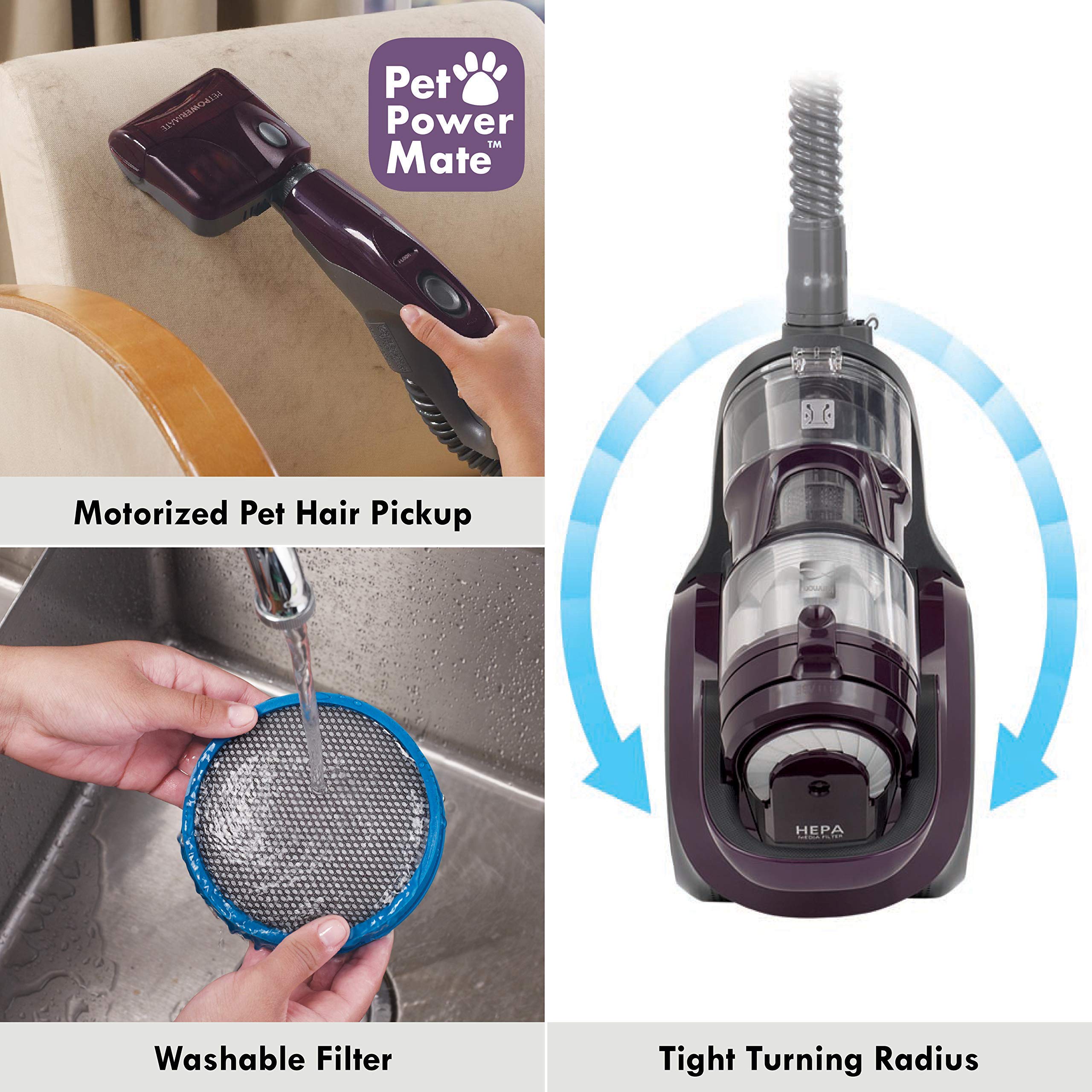Kenmore 22614 Pet Friendly Lightweight Bagless Compact Canister Vacuum with Pet Powermate, HEPA, Extended Telescoping Wand, Retractable Cord and 2 Cleaning Tools-Purple - Image 5