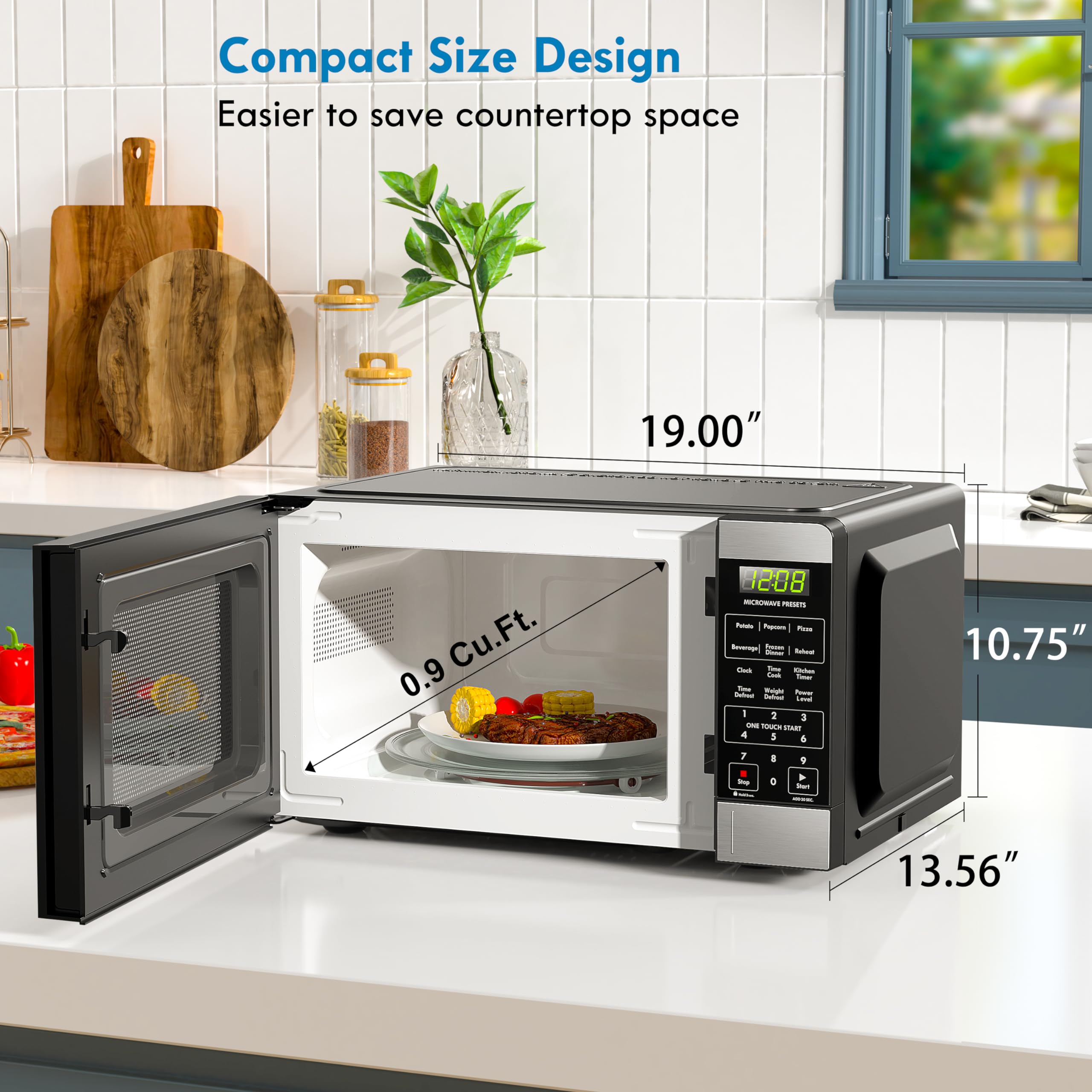 Kenmore Countertop Microwave, 6 Auto-Preset Menus, Child Lock, Defrost & Express Cooking Features, 900 Watt, .9 Cu Ft, Stainless Steel - Image 5