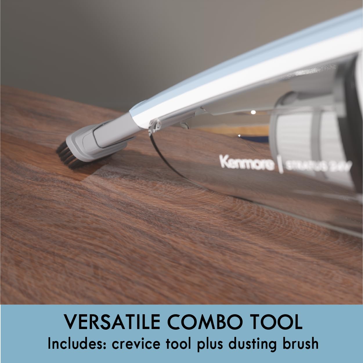 Kenmore DS1020 16V Cordless Stick Vacuum Lightweight 2-in-1 Handheld, LED Headlight with 2-Speed Power Control for Hardwood Floor, Carpet & Pet Hair, 16 Volts, Gray-Blue - Image 6