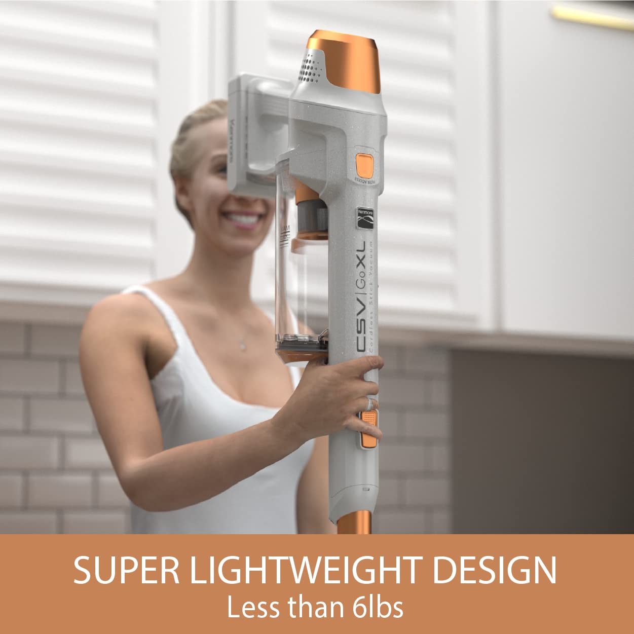 Kenmore DS4030 21.6V Cordless Stick Vacuum with EasyReach Wand, Lightweight Cleaner with 2-Speed Power Control, LED Headlight, Converts to Handheld for Hardwood Floors, Carpet & Pet Hair, Orange - Image 4