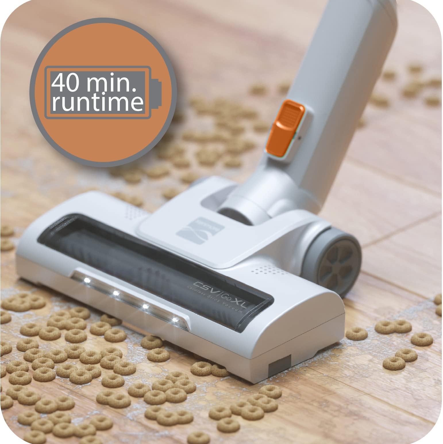 Kenmore DS4030 21.6V Cordless Stick Vacuum with EasyReach Wand, Lightweight Cleaner with 2-Speed Power Control, LED Headlight, Converts to Handheld for Hardwood Floors, Carpet & Pet Hair, Orange - Image 8