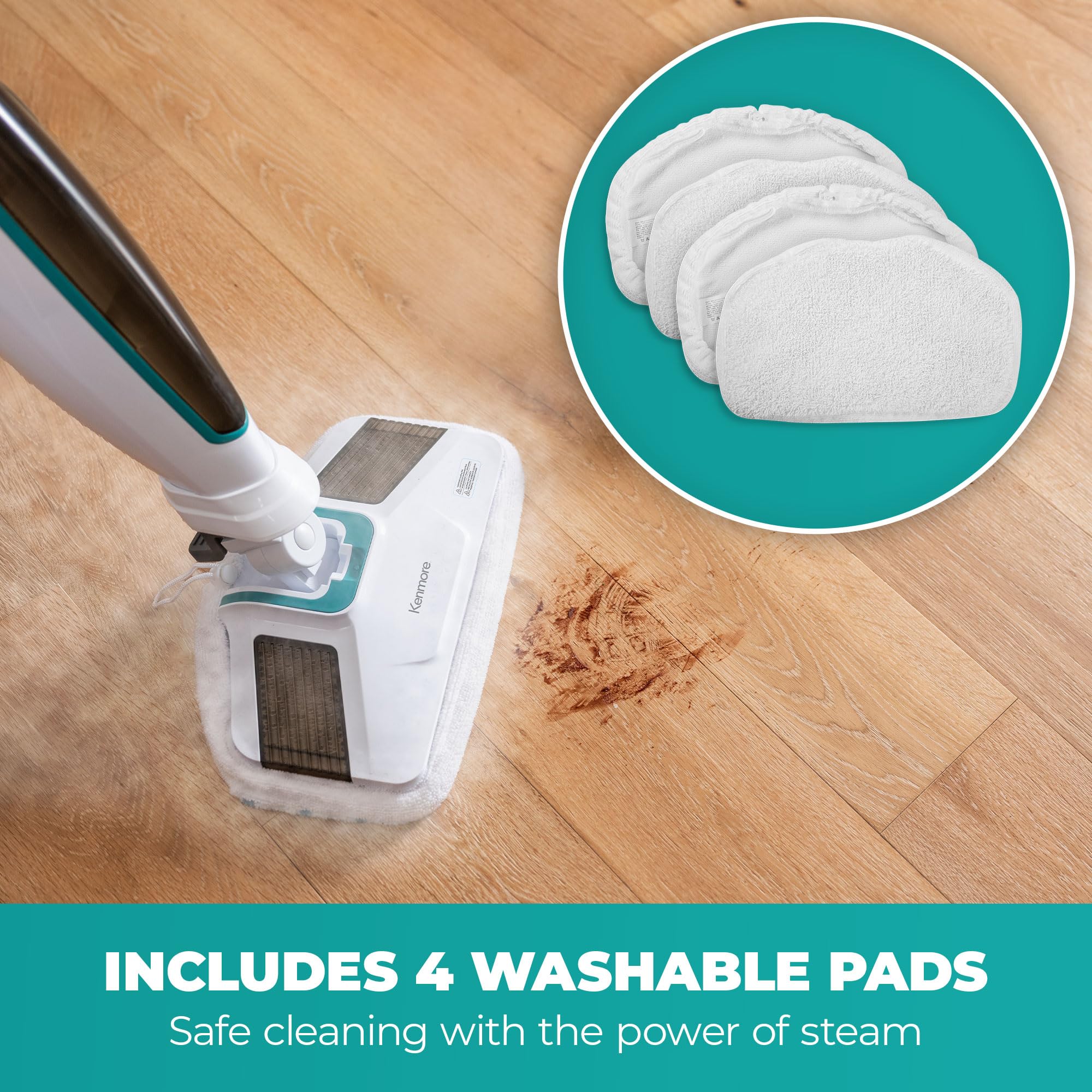 Kenmore SMP01 Microfiber & Washable Pads, 4 pack, for Kenmore SM2060 S200 Series Steam Mop, for Floor Cleaning - Image 3